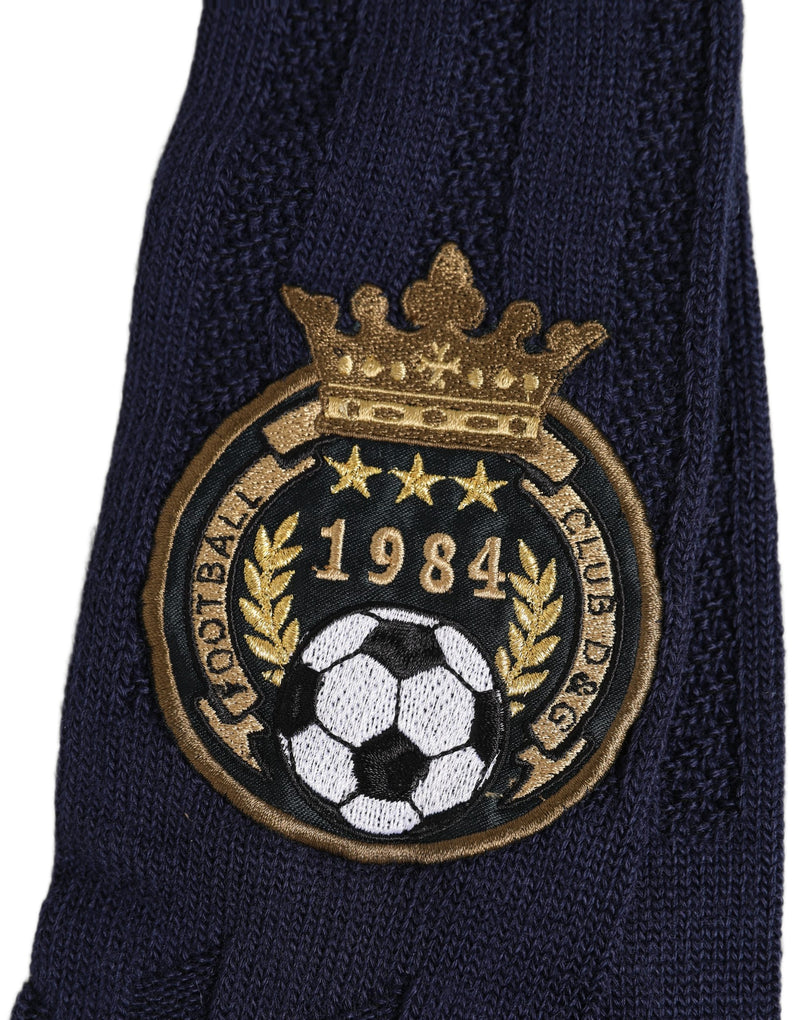 Dolce & Gabbana Navy Blue Wool Crest Logo Knee High Socks