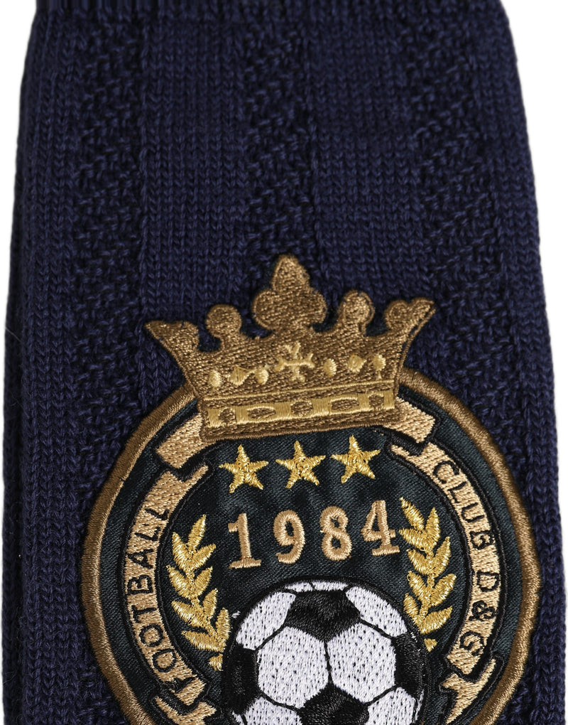 Dolce & Gabbana Navy Blue Wool Crest Logo Knee High Socks