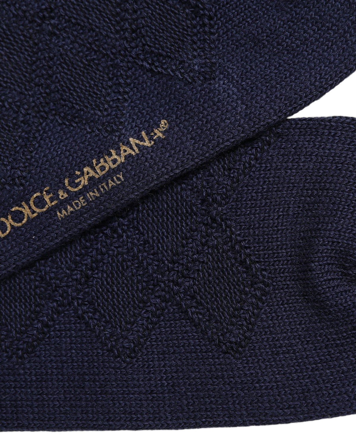 Dolce & Gabbana Navy Blue Wool Crest Logo Knee High Accessory Socks