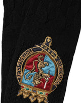 Dolce & Gabbana Men Black Wool Crest Logo Knee High Socks