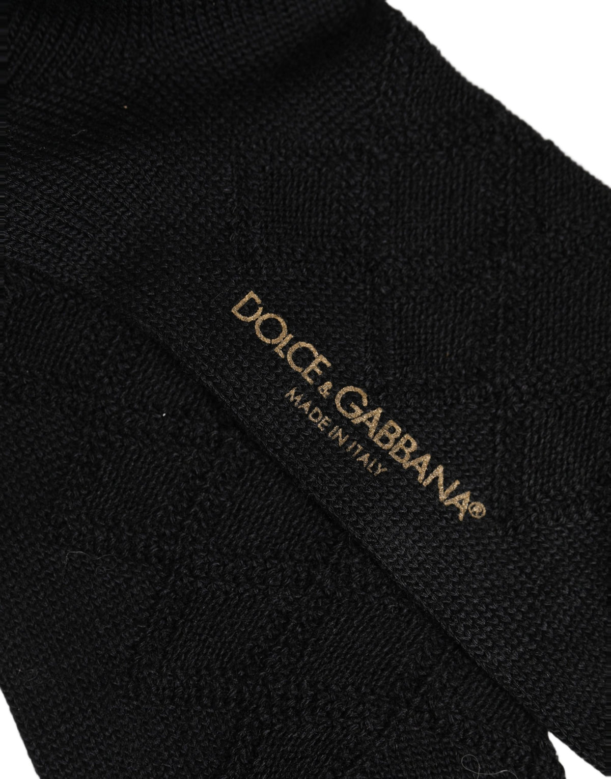 Dolce & Gabbana Men Black Wool Crest Logo Knee High Socks