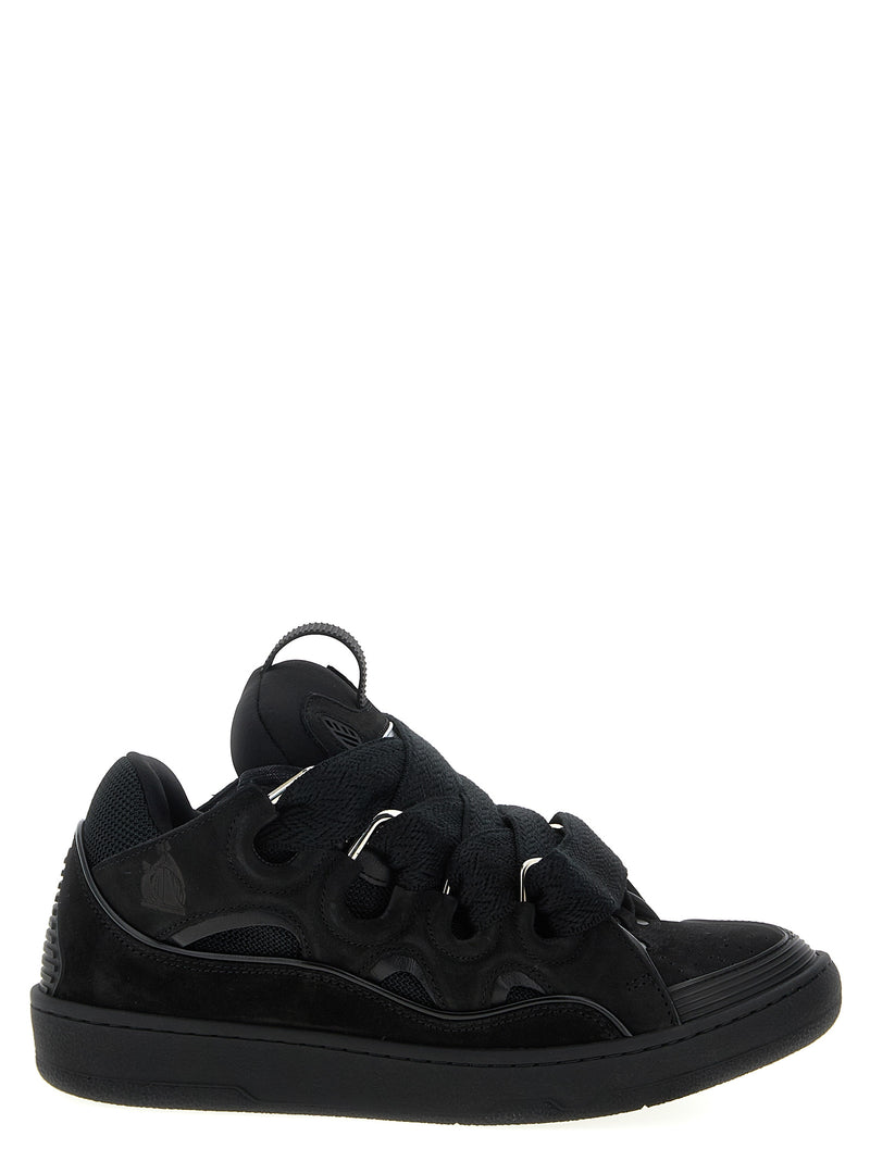 Lanvin Black Calfskin Curb Sneakers for Men