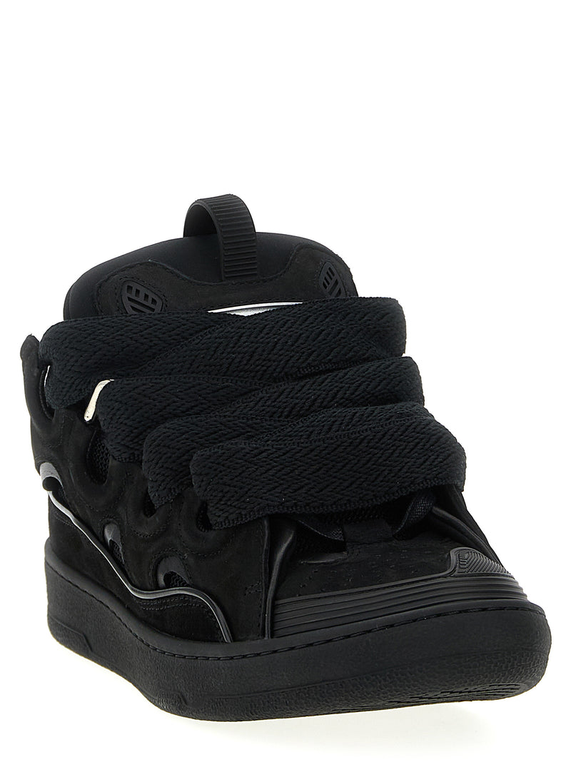 Lanvin Black Calfskin Curb Sneakers for Men