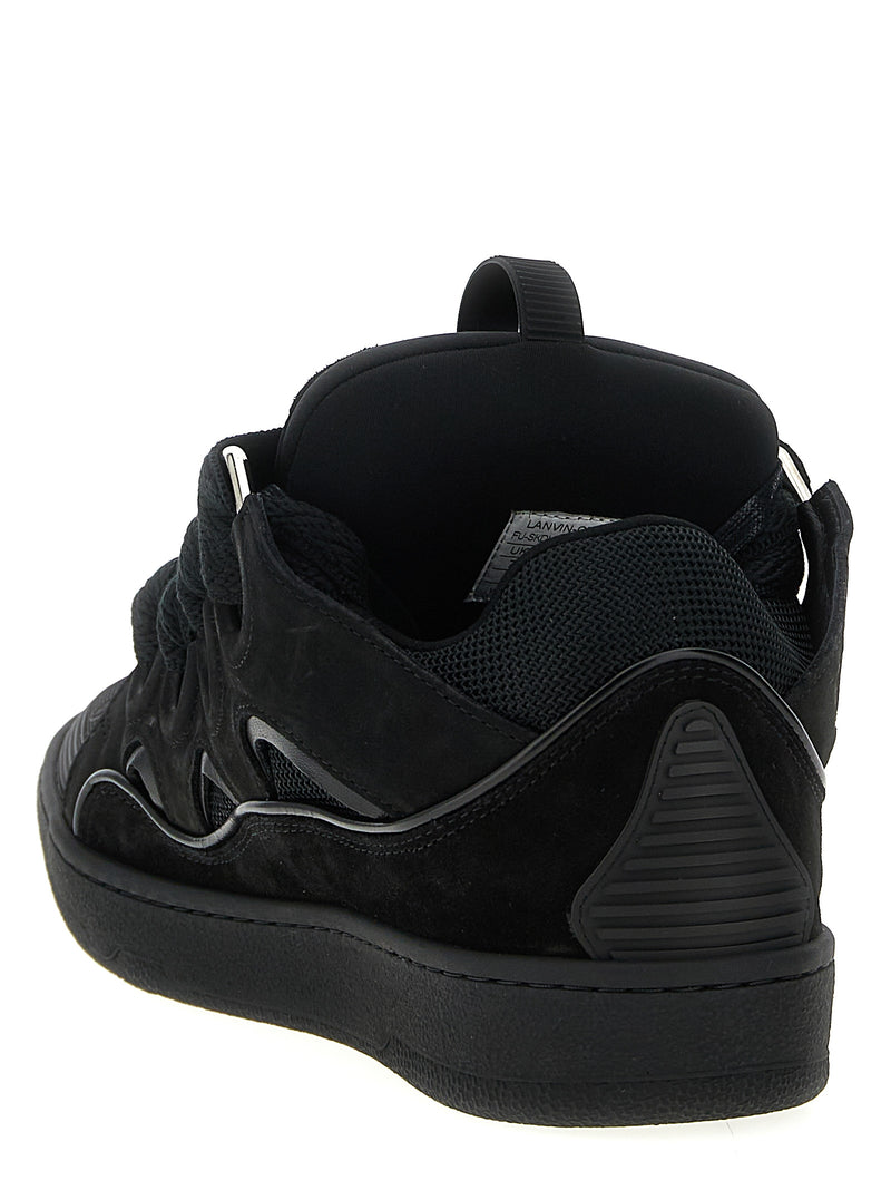 Lanvin Black Calfskin Curb Sneakers for Men