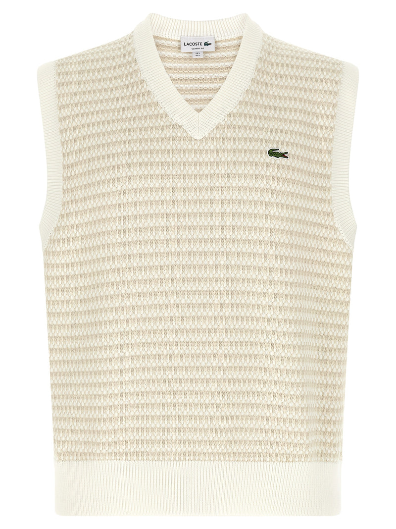 Lacoste Beige Cotton Sleeveless Sweater - Timeless Style