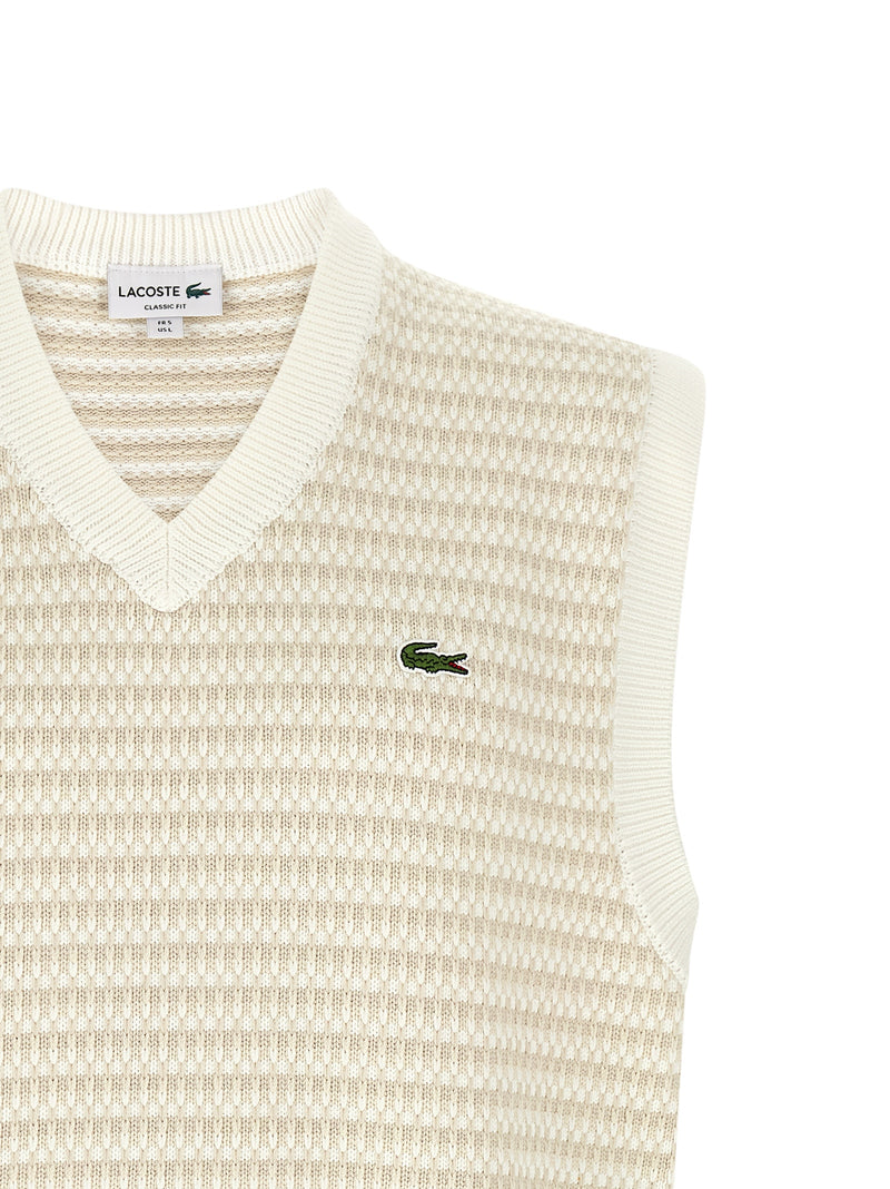 Lacoste Beige Cotton Sleeveless Sweater - Timeless Style