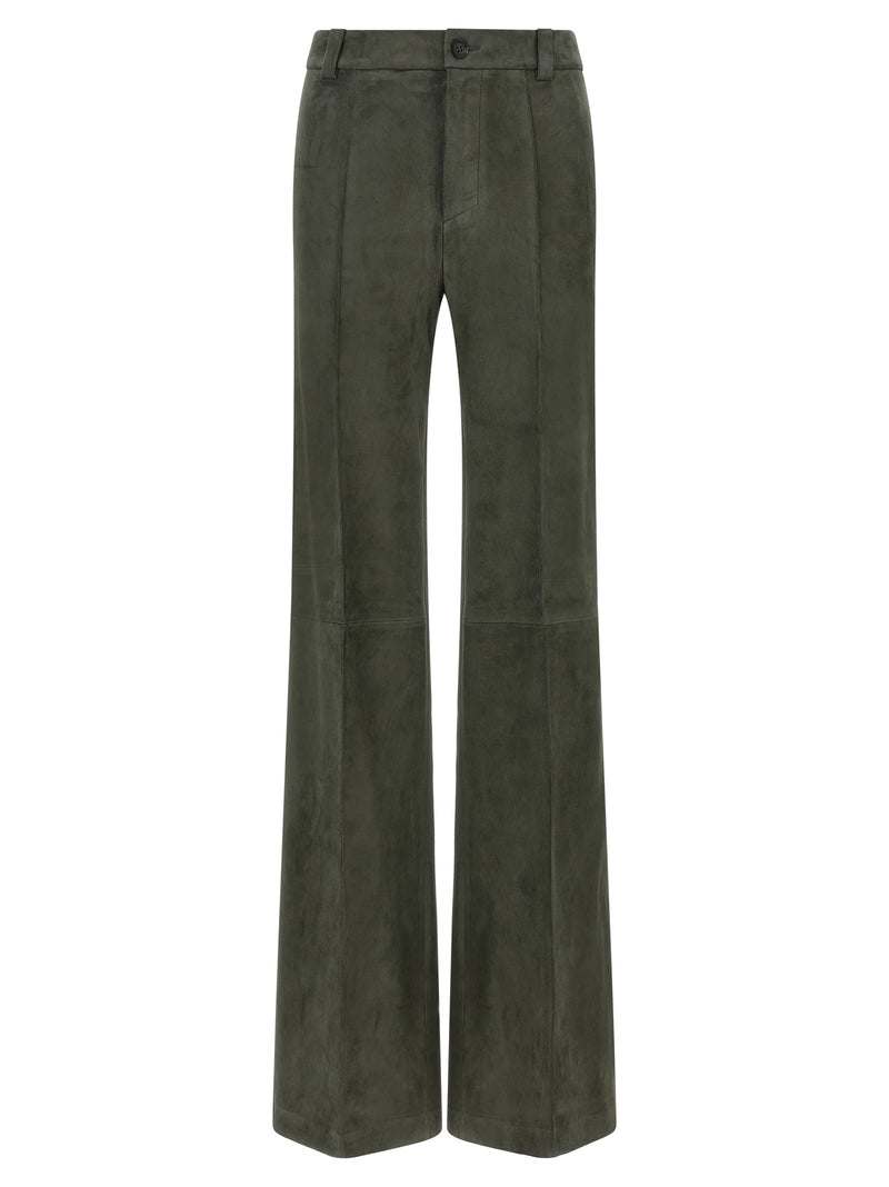 STOULS Lizzy Gray Lamb Leather Bootcut Trousers