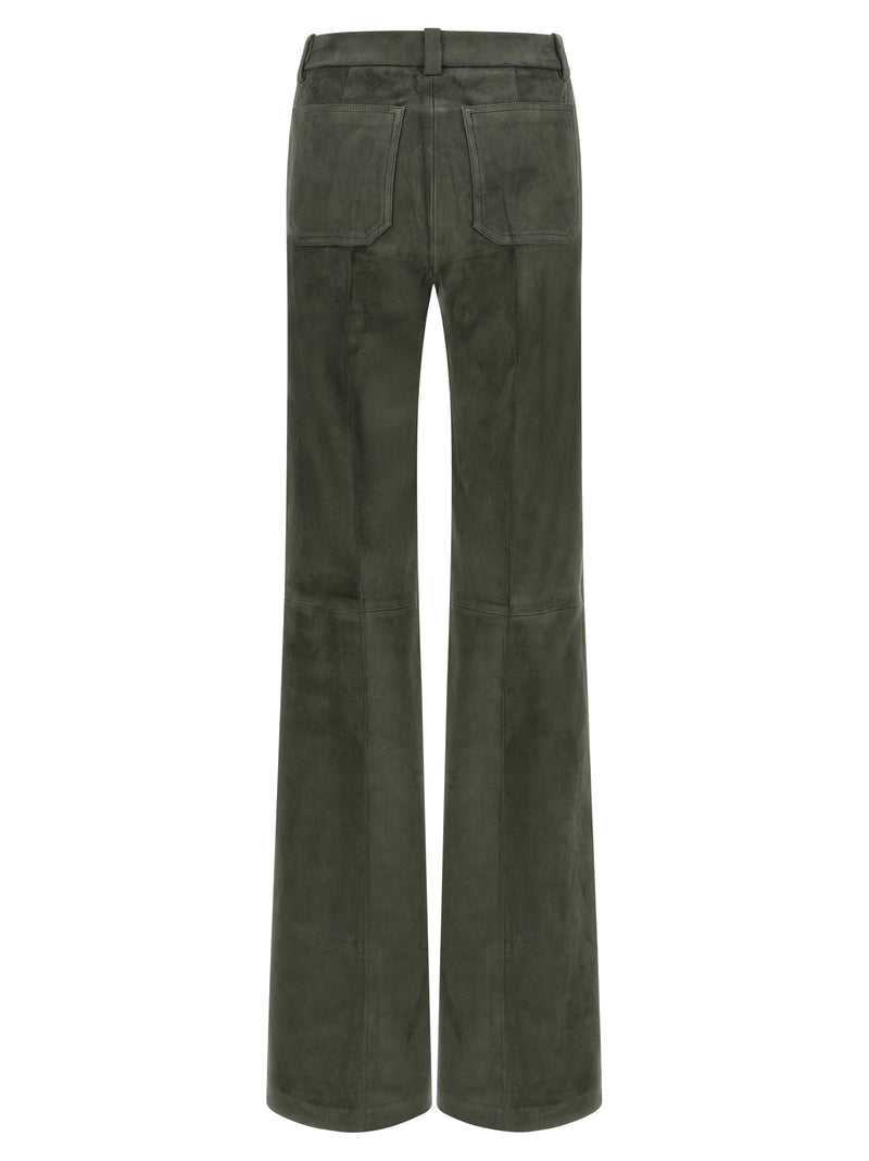 STOULS Lizzy Gray Lamb Leather Bootcut Trousers