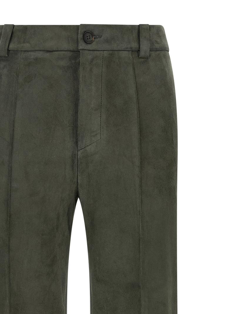 STOULS Lizzy Gray Lamb Leather Bootcut Trousers