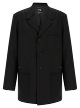 Y-3 Black Wool Full-Length Jacket