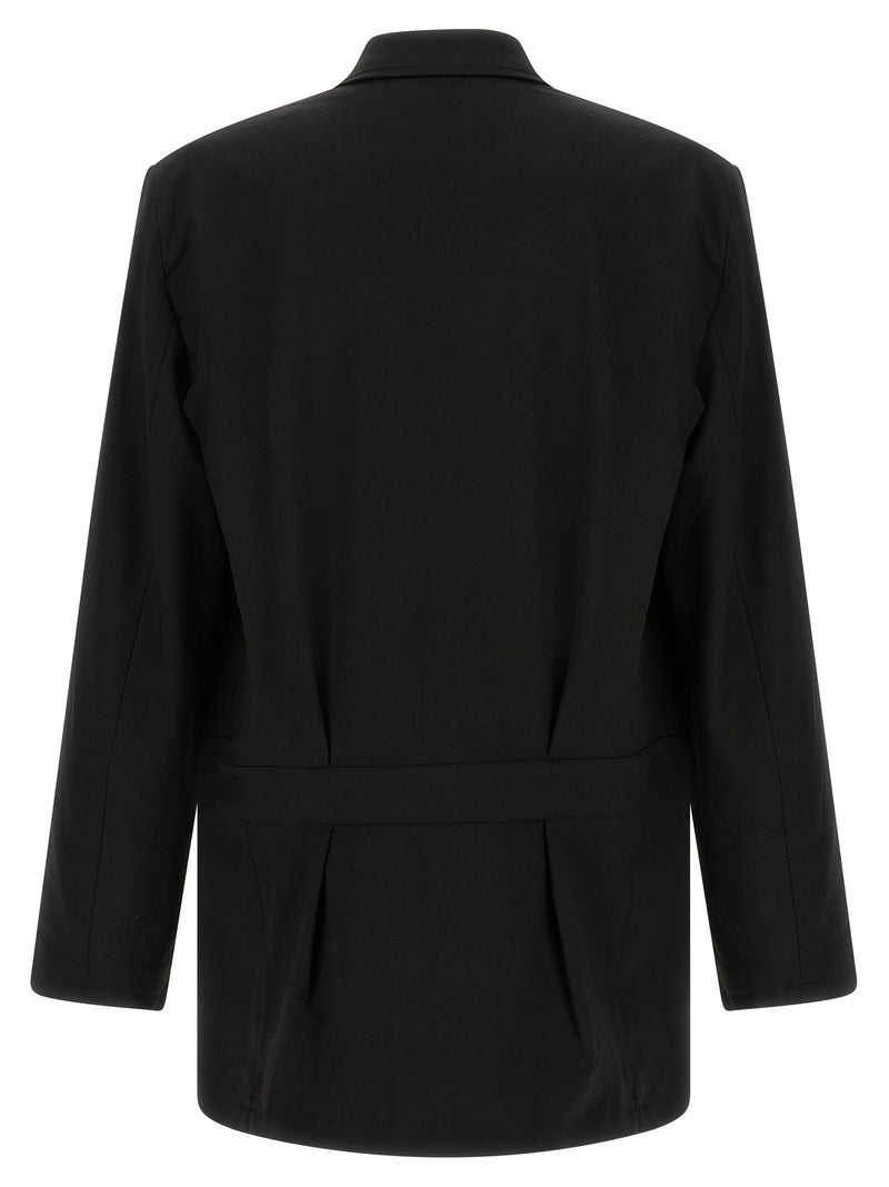 Y-3 Black Wool Full-Length Jacket for Men