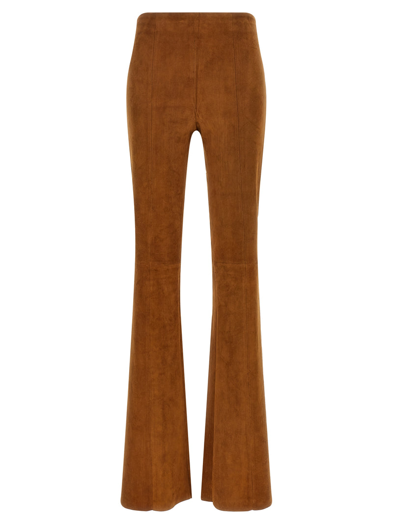 STOULS Gégé Brown Lamb Leather Flared Pants