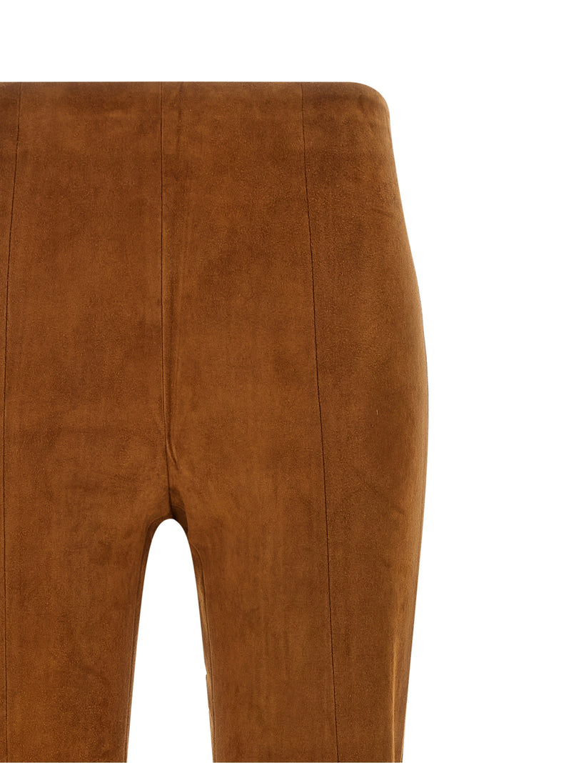 STOULS Gégé Brown Lamb Leather Flared Pants