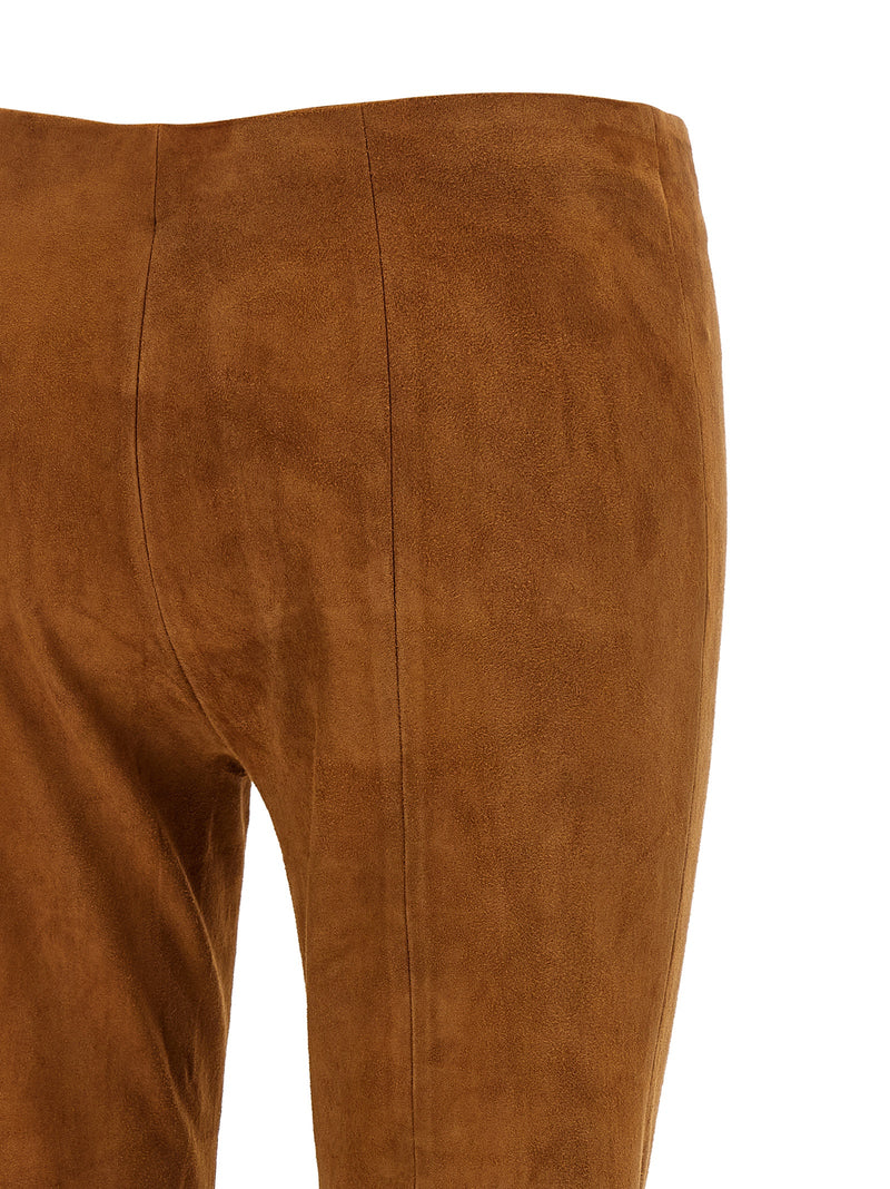 STOULS Gégé Brown Lamb Leather Flared Pants