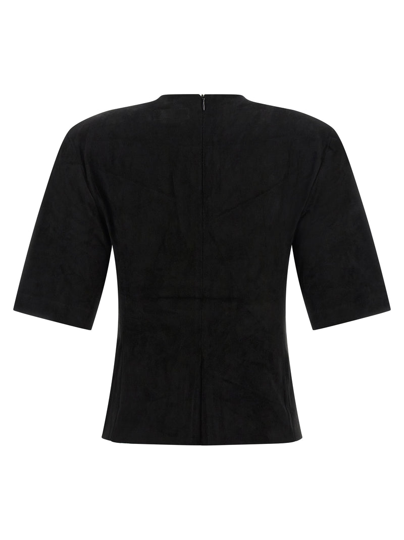 STOULS Black Lamb Leather T-Shirt