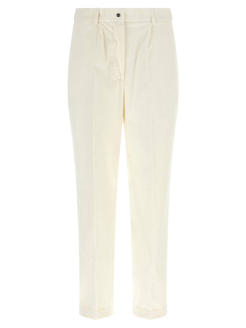 Kiton White Cotton Casual Pants for Women