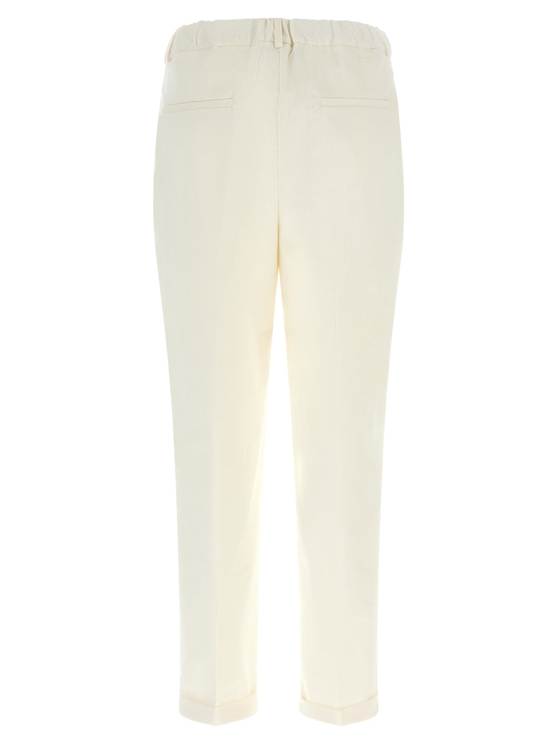 Kiton White Cotton Casual Pants for Women