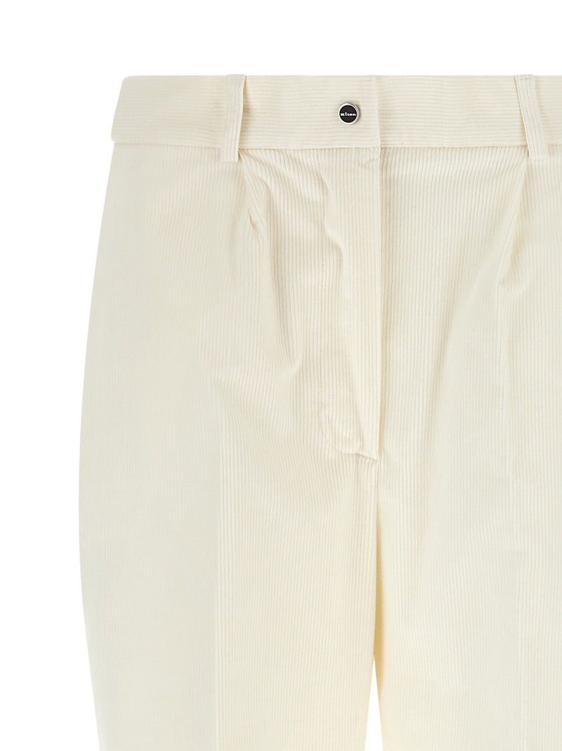 Kiton White Cotton Casual Pants for Women