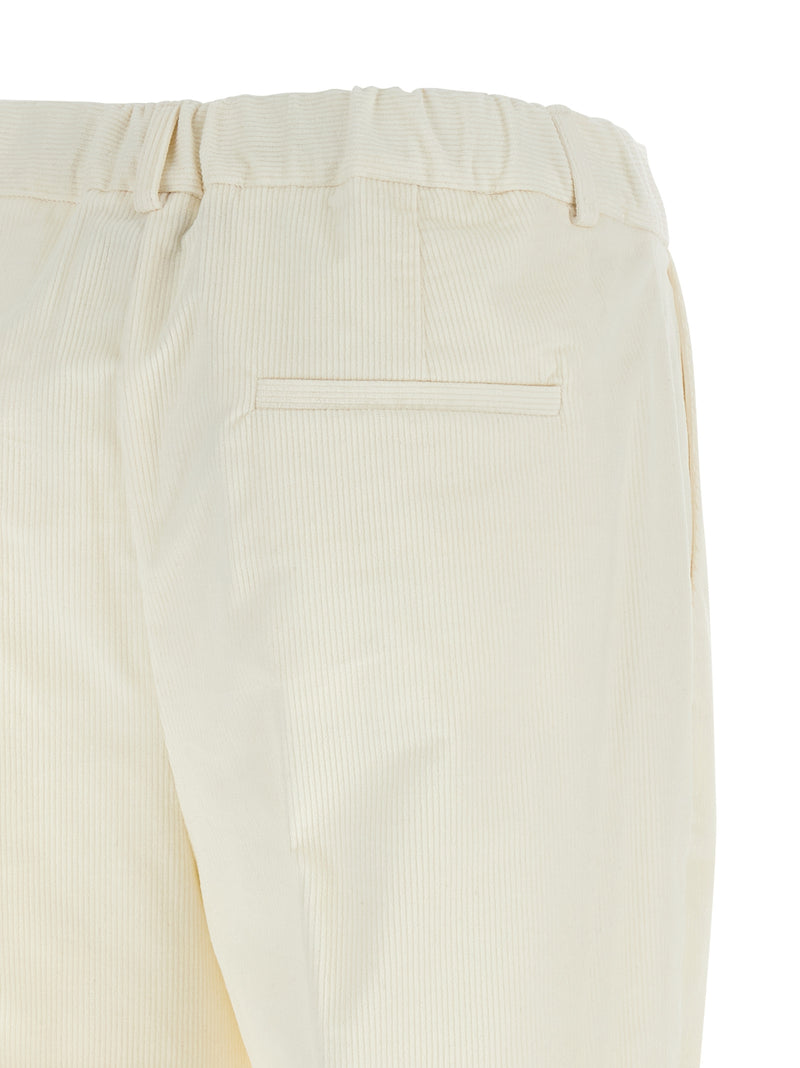 Kiton White Cotton Casual Pants for Women