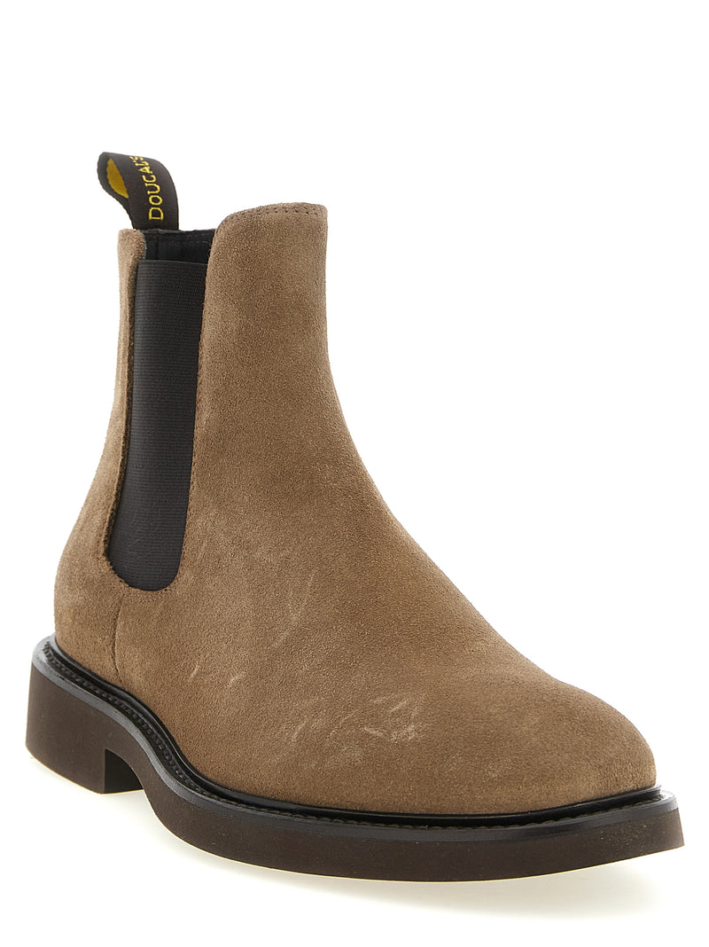 Doucal's Beige Lamb Leather Ankle Boots for Men