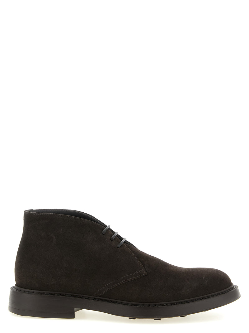 Doucal's Brown Lamb Leather Chukka Ankle Boots for Men