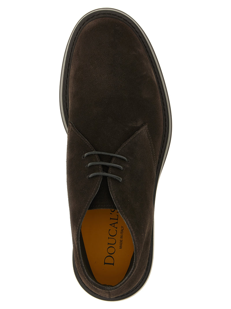 Doucal's Brown Lamb Leather Chukka Ankle Boots for Men