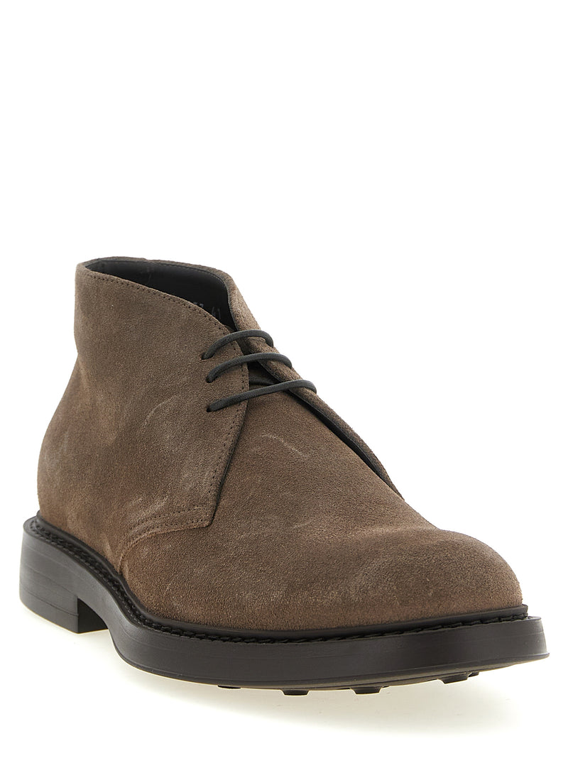 Doucal's Brown Lamb Leather Chukka Ankle Boots for Men