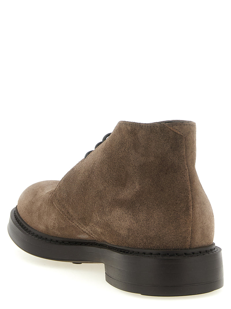Doucal's Brown Lamb Leather Chukka Ankle Boots for Men