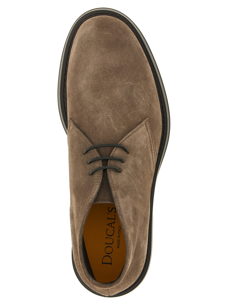 Doucal's Brown Lamb Leather Chukka Ankle Boots for Men