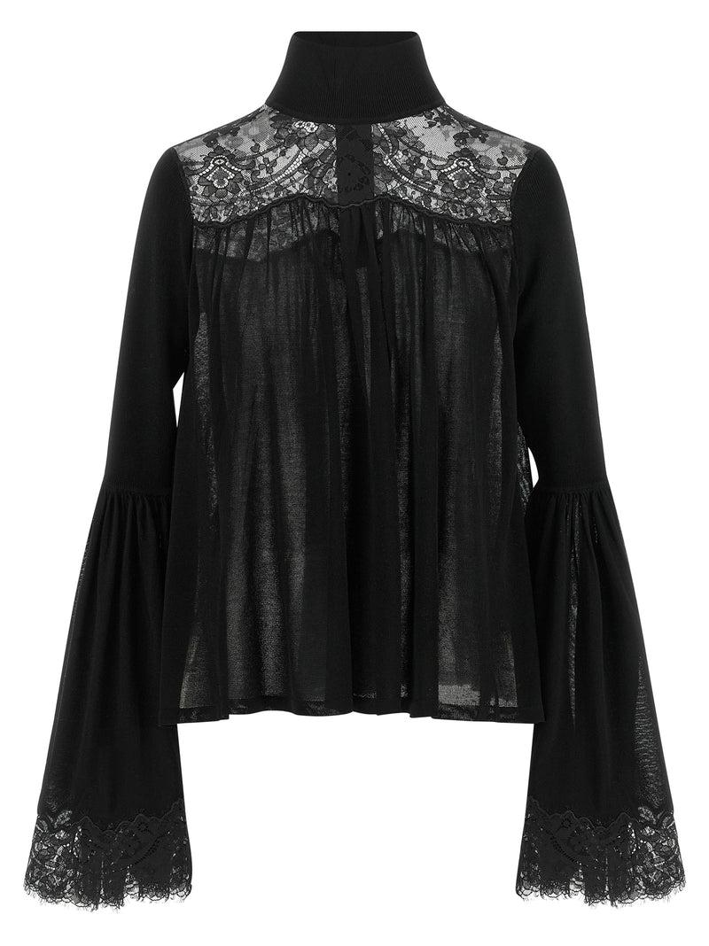 Zimmermann Black Lyocell Blouse - Elegant High Neck Design