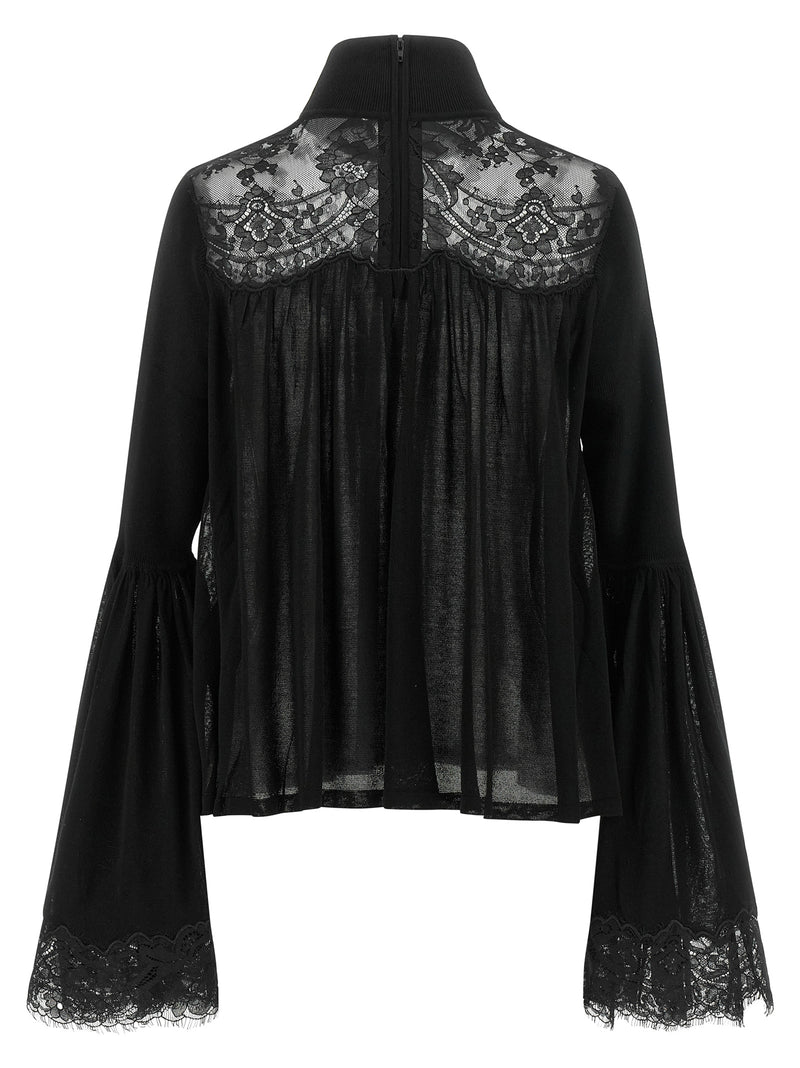 Zimmermann Black Lyocell Blouse - Elegant High Neck Design