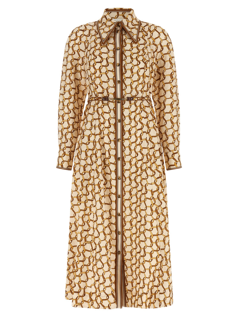 Zimmermann Beige Linen Midi Dress - Elegant Chemisier Style