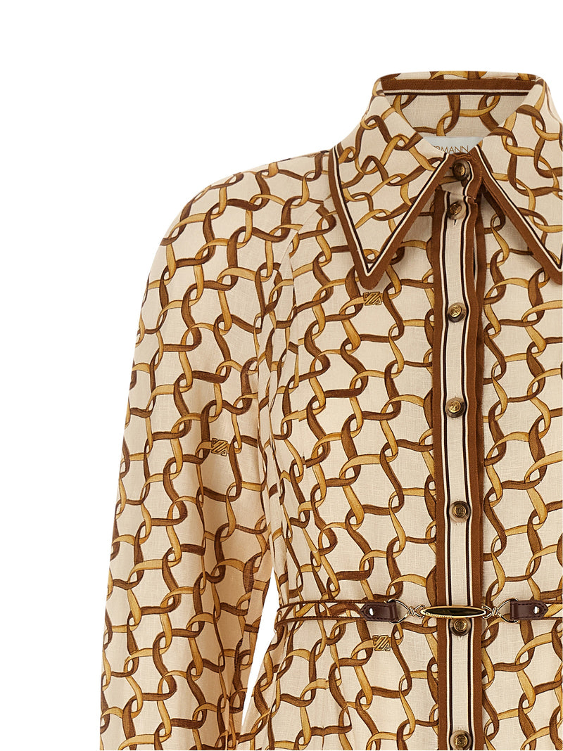 Zimmermann Beige Linen Midi Dress - Elegant Chemisier Style
