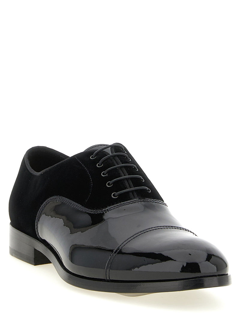 Doucal's Black Lamb Leather Oxfords and Derbies for Men