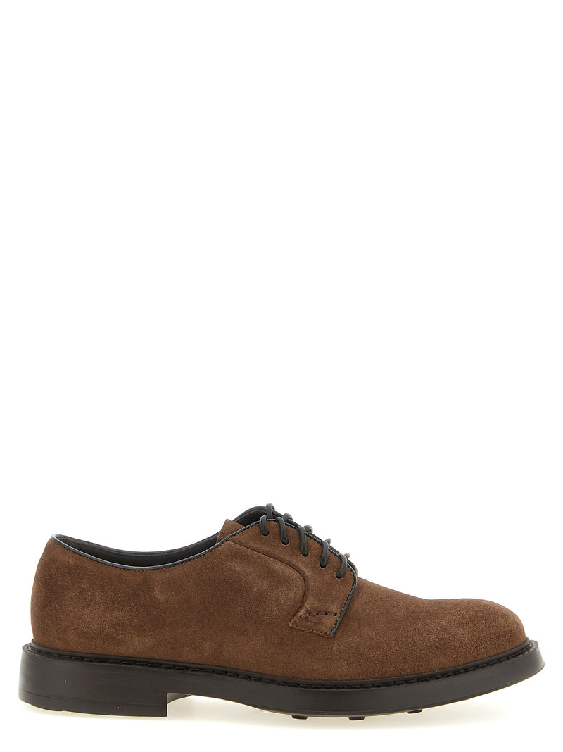 Doucal's Brown Lamb Leather Oxfords and Derbies for Men