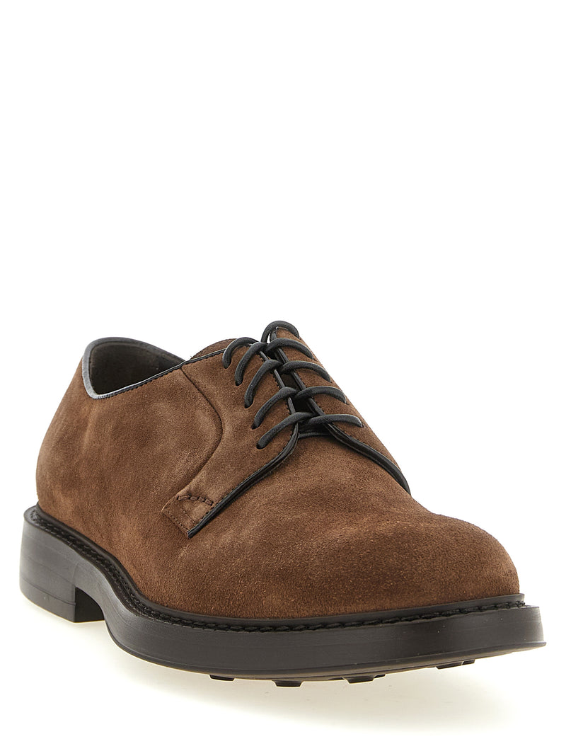 Doucal's Brown Lamb Leather Oxfords and Derbies for Men