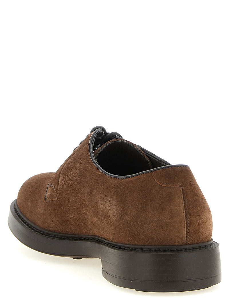 Doucal's Brown Lamb Leather Oxfords and Derbies for Men