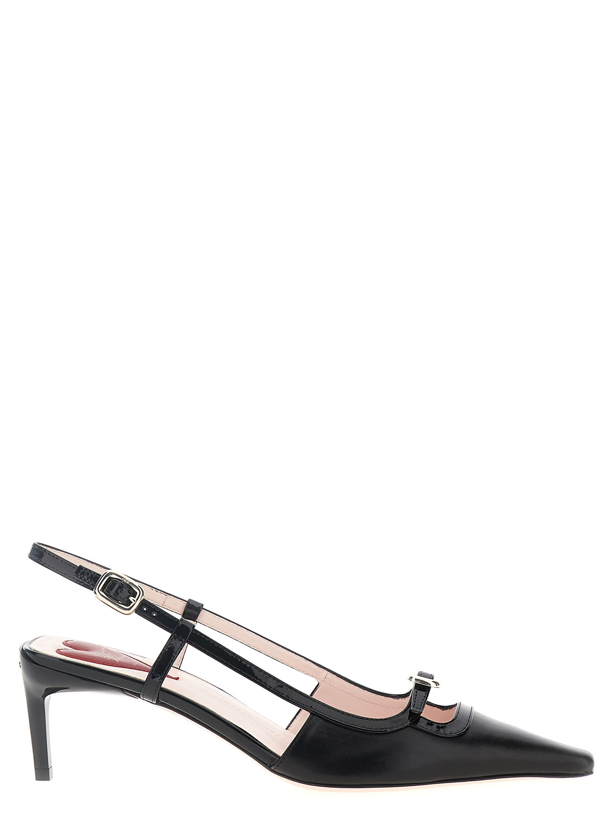 Roger Vivier Black Calfskin Mid Heel Pumps