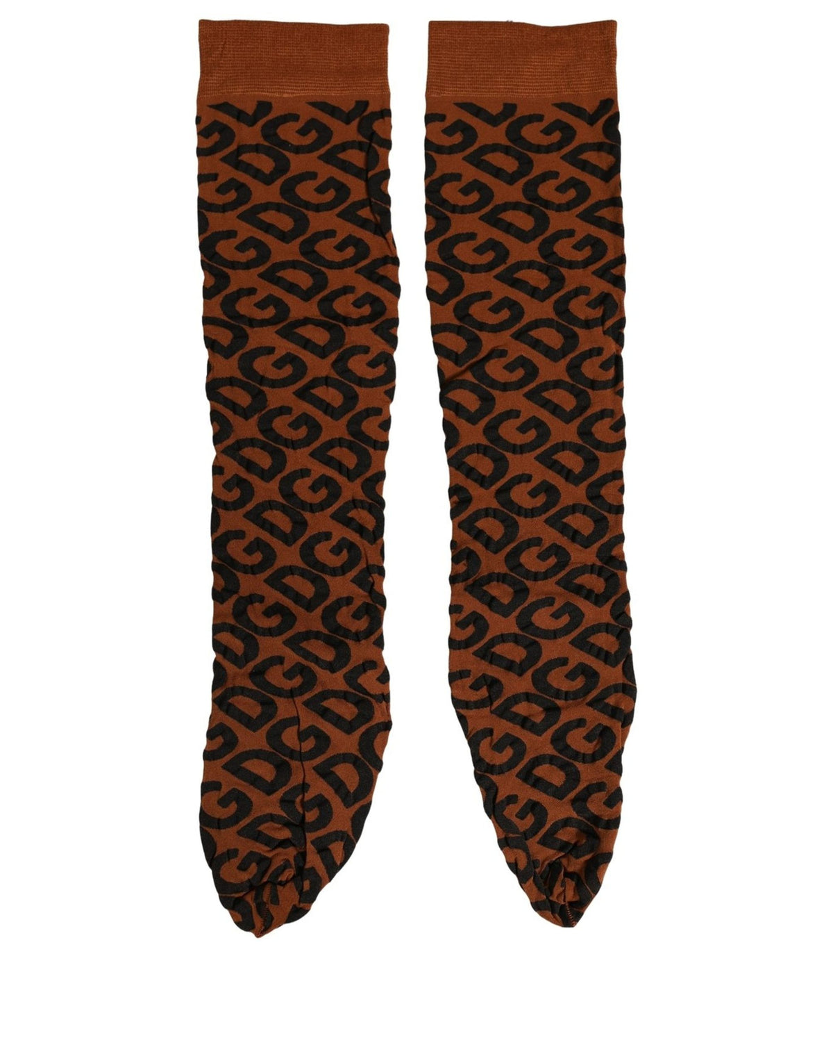 Dolce & Gabbana Brown Black Nylon DG Logo Mid Calf Accessory Socks
