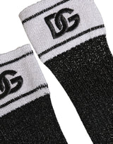 Dolce & Gabbana Black Viscose DG Logo Knee High Accessory Socks