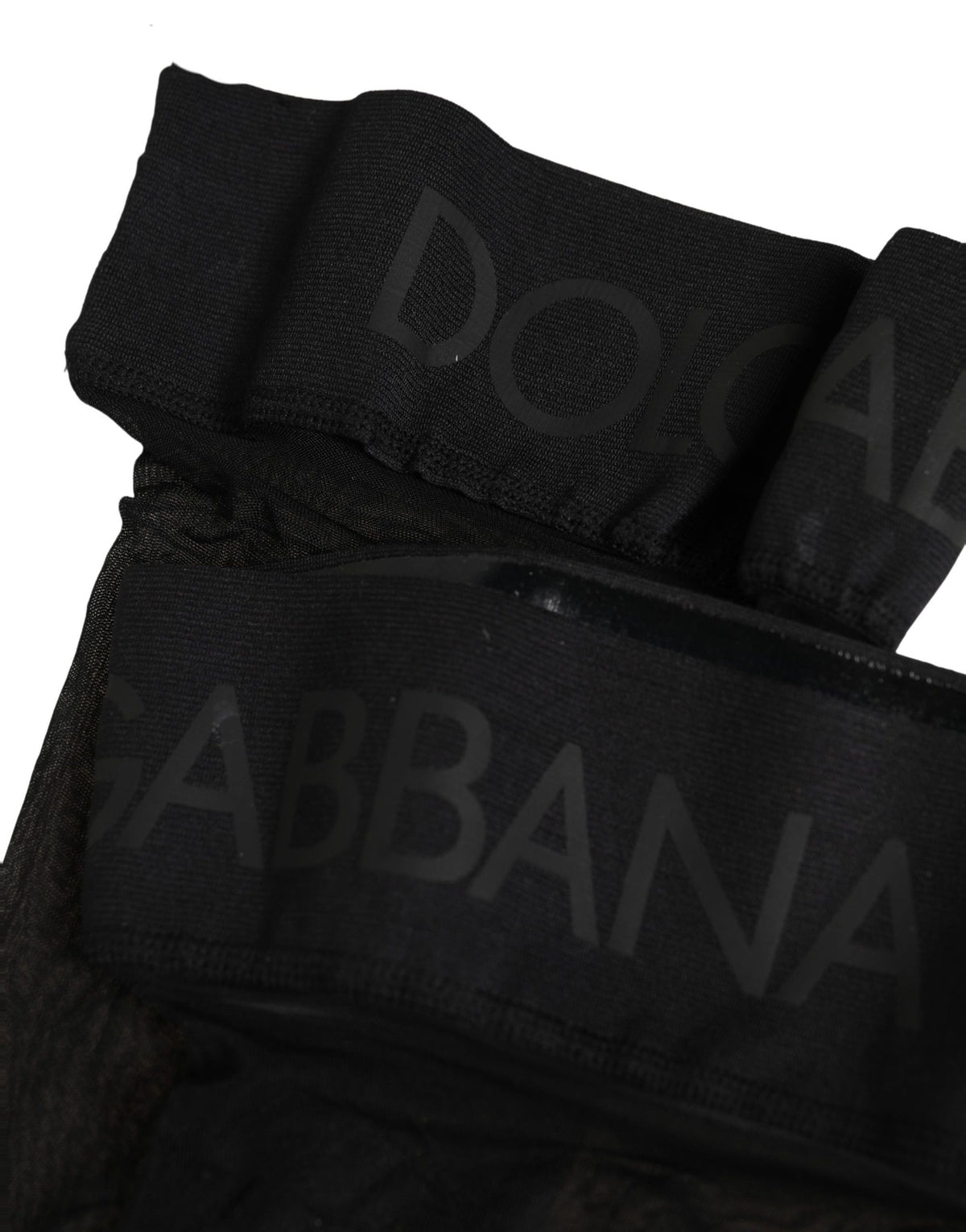 Dolce & Gabbana Black Nylon Logo Calf Long Women Accessory Socks
