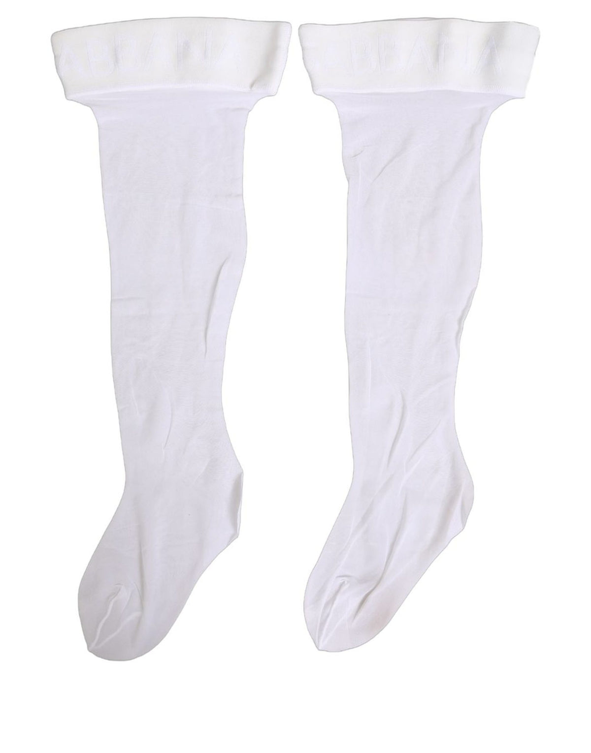 Dolce & Gabbana .White Nylon Logo Calf Long Women Accessory Socks