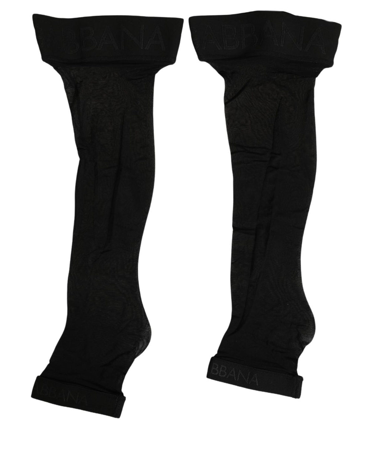 Dolce & Gabbana Black Nylon Logo Calf Long Women Accessory Socks