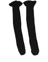 Dolce & Gabbana Black Wool Logo Calf Long Women Accessory Socks