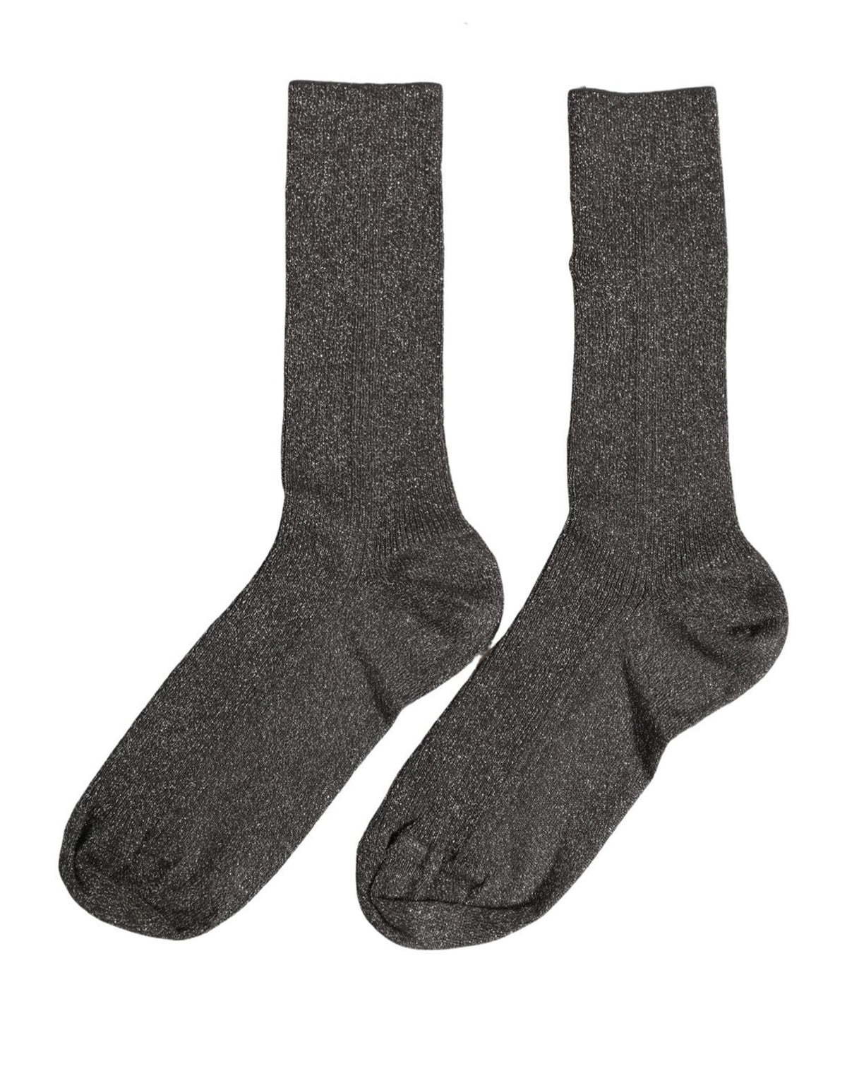Dolce & Gabbana Dark Gray Viscose Logo Mid Calf Socks