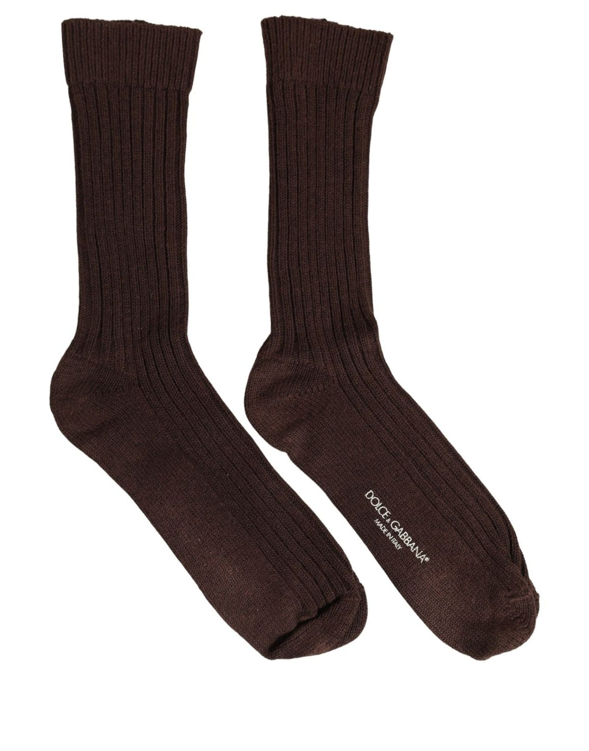 Dolce & Gabbana Dark Brown Wool DG Logo Mid Calf Socks