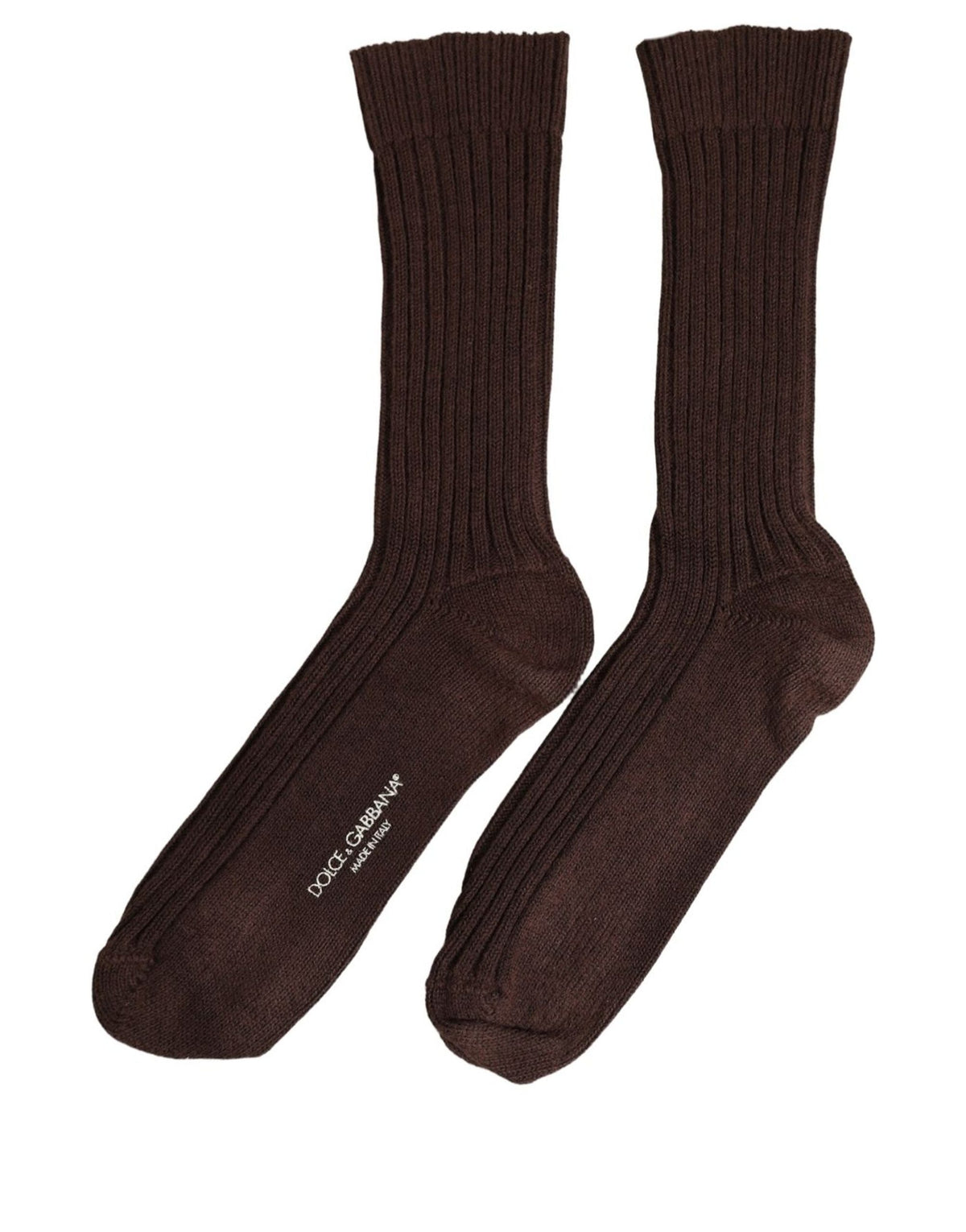 Dolce & Gabbana Dark Brown Wool DG Logo Mid Calf Socks