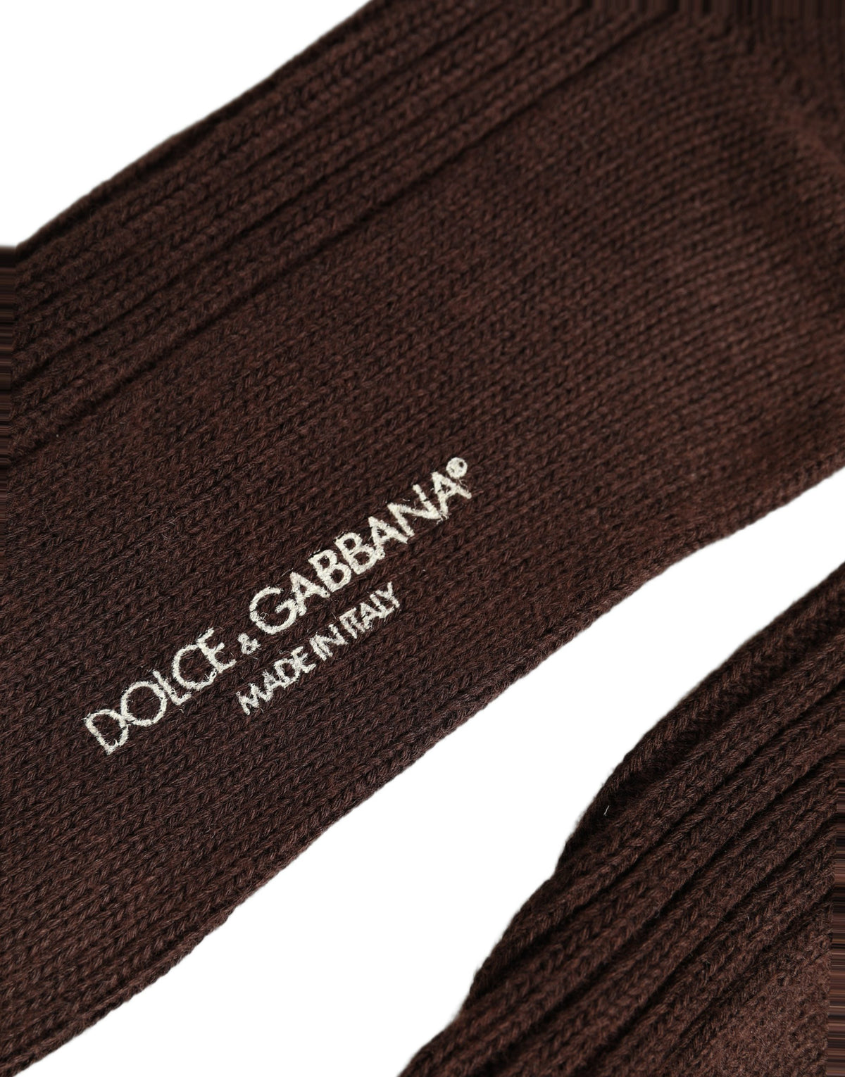 Dolce & Gabbana Dark Brown Wool DG Logo Mid Calf Socks