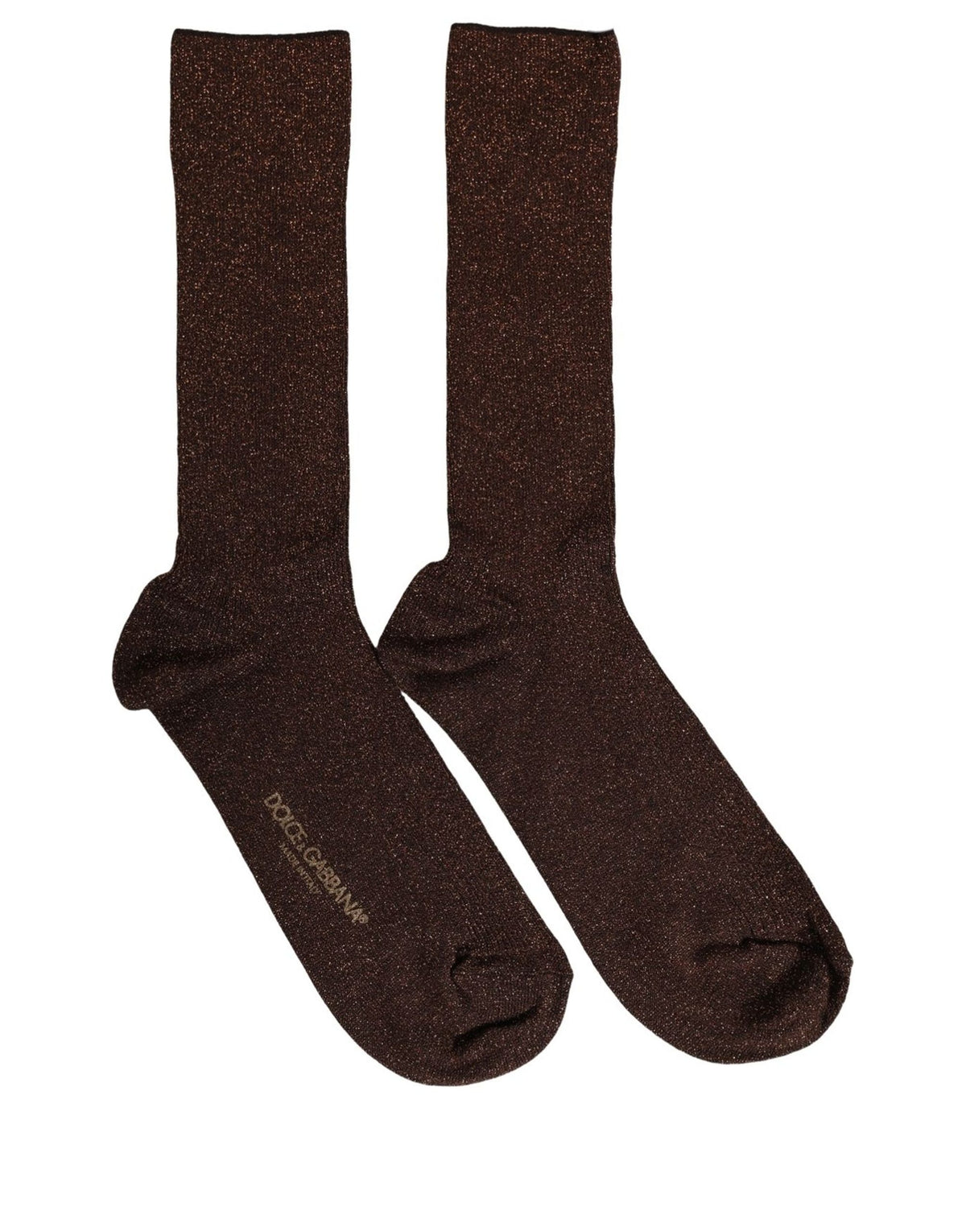 Dolce & Gabbana Dark Brown Viscose Logo Mid Calf Socks