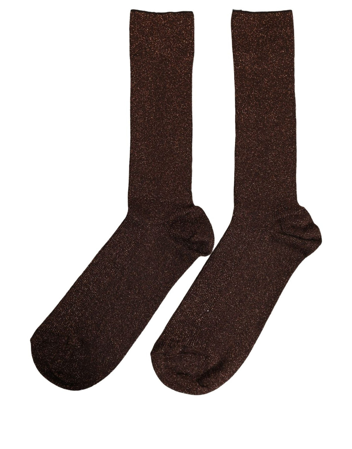 Dolce & Gabbana Dark Brown Viscose Logo Mid Calf Socks